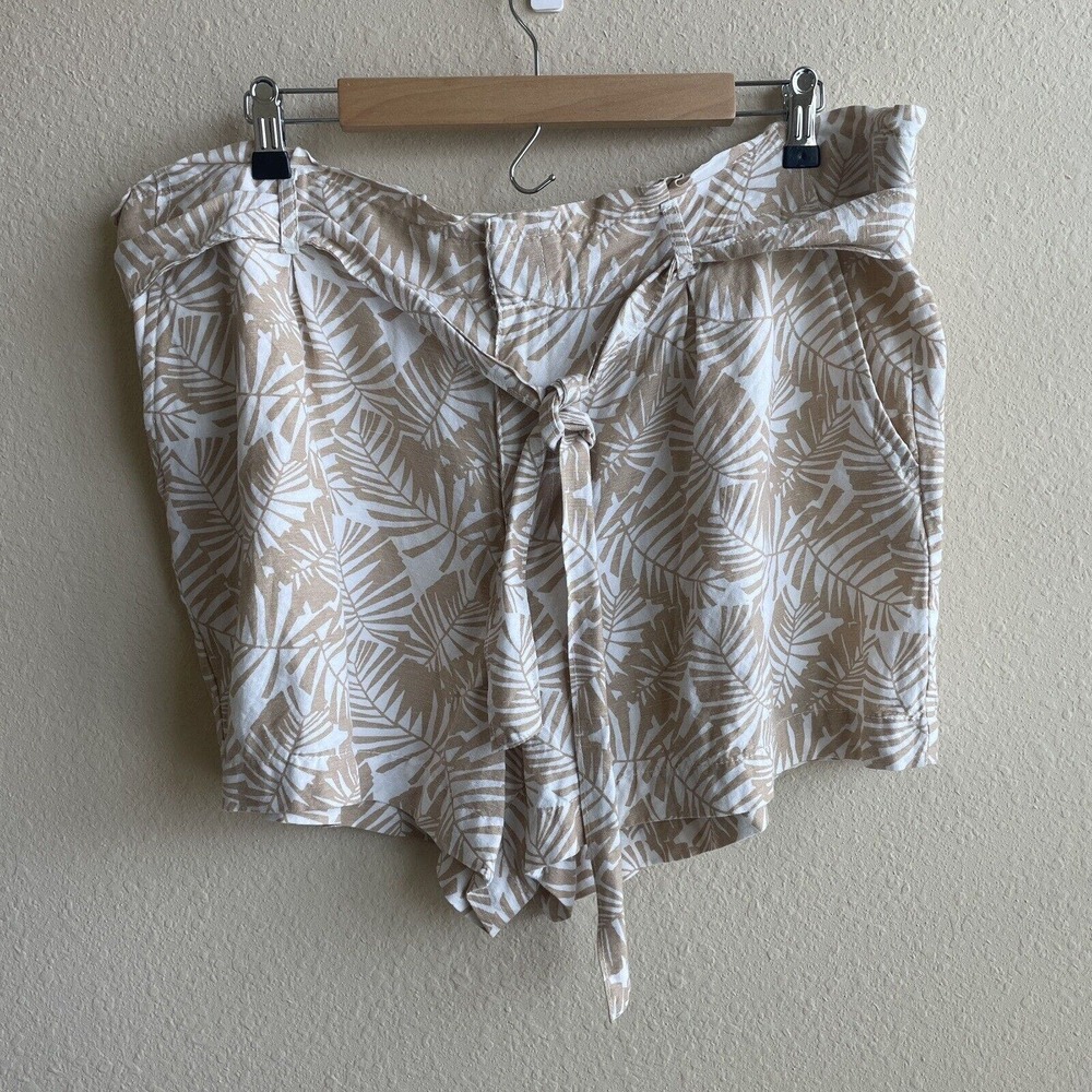 Loft Shorts Womens XL Tan White Linen Rayon Beach